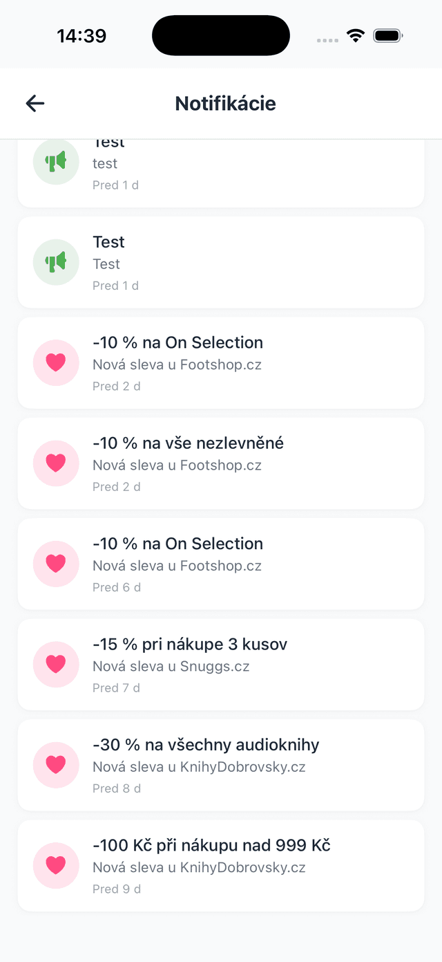 Notifikácie o nových zľavách v aplikácii Zľavy a Akcie